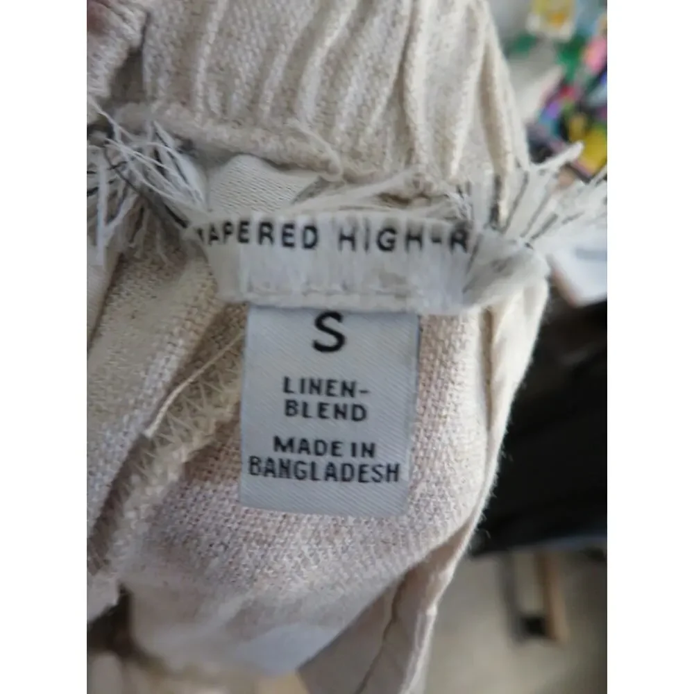 Banana Republic Women Sz S Cream High Rise Tapered Linen Blend Pants Neutral